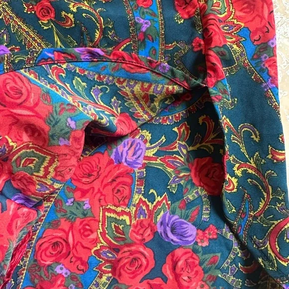 Vintage Victoria Secret Floral Red Robe - Picture 8 of 15